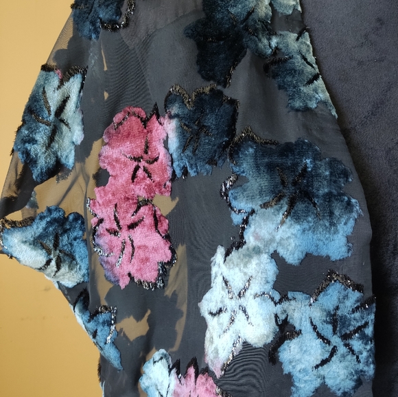 Sheer Embroidered Floral Cropped Bolero Shrug - Picture 2 of 8